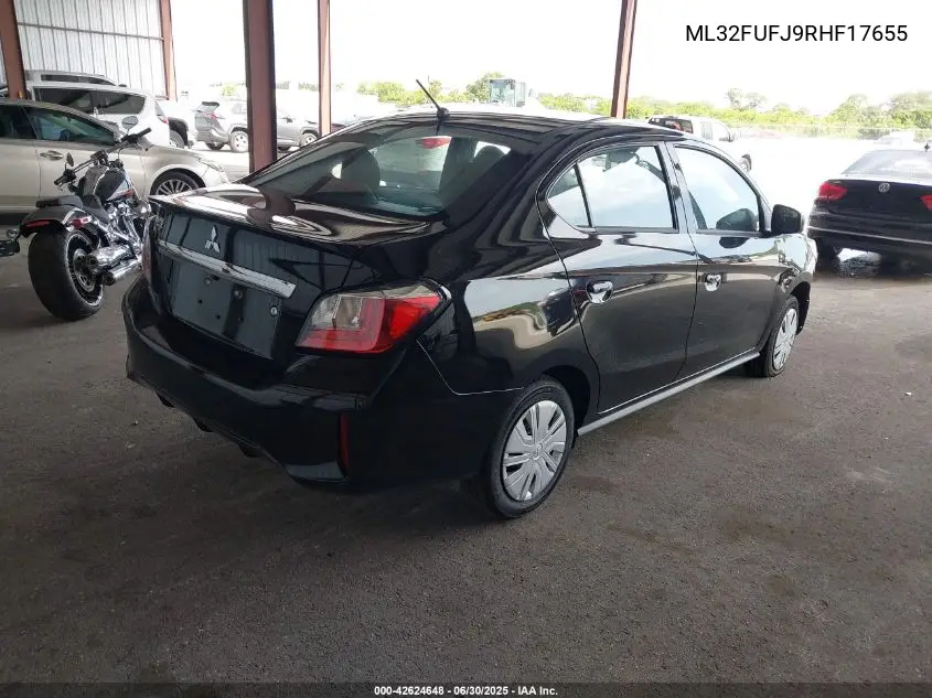 2024 Mitsubishi Mirage Black Edition/Es/Le VIN: ML32FUFJ9RHF17655 Lot: 42624648