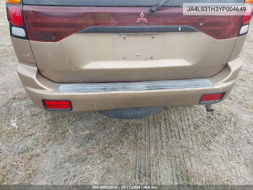2000 Mitsubishi Montero Sport Ls/Sport Xls VIN: JA4LS31H3YP004649 Lot: 40502515