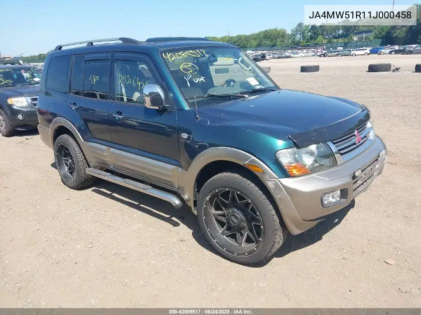 2001 Mitsubishi Montero Limited VIN: JA4MW51R11J000458 Lot: 42589517
