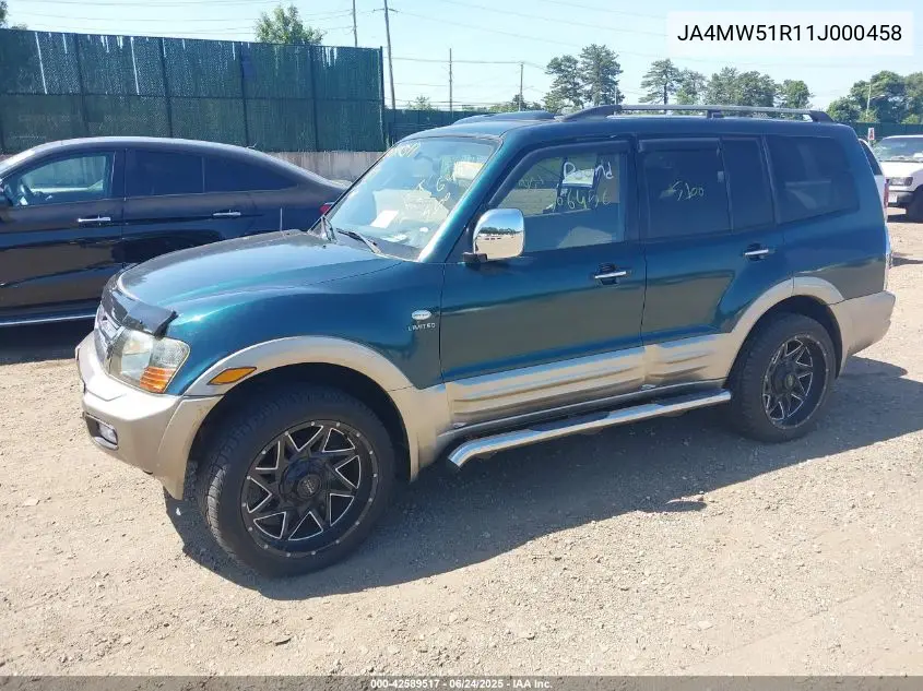 2001 Mitsubishi Montero Limited VIN: JA4MW51R11J000458 Lot: 42589517