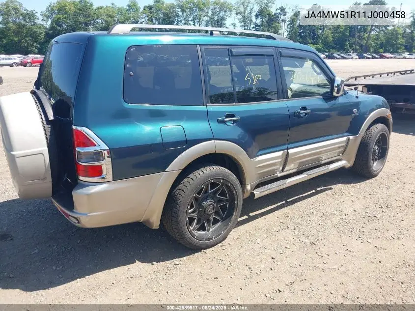 2001 Mitsubishi Montero Limited VIN: JA4MW51R11J000458 Lot: 42589517