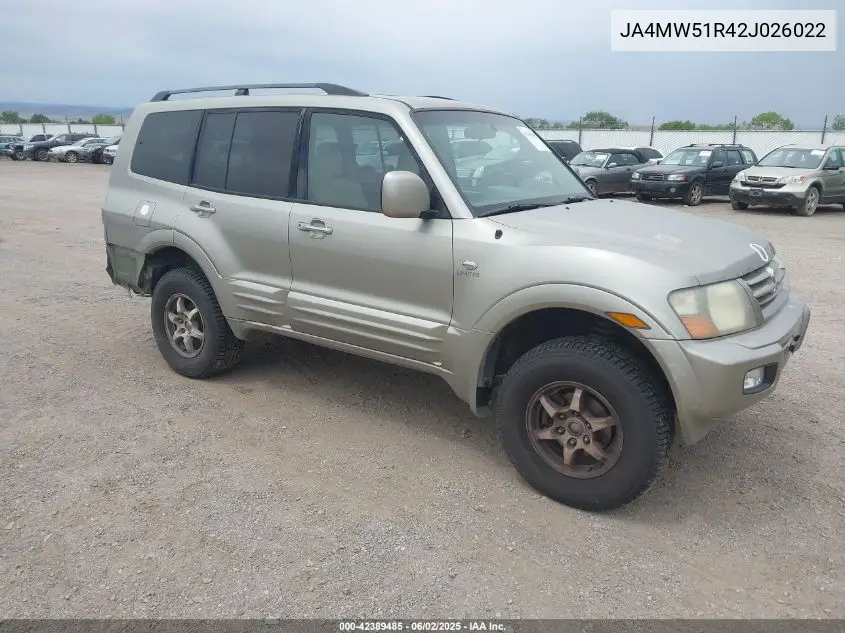 2002 Mitsubishi Montero Limited VIN: JA4MW51R42J026022 Lot: 42389485