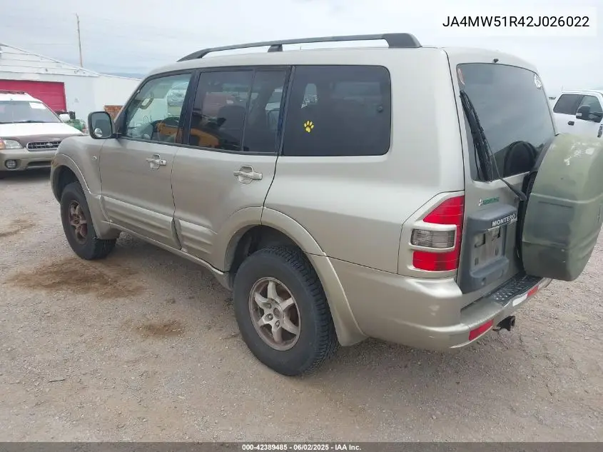 2002 Mitsubishi Montero Limited VIN: JA4MW51R42J026022 Lot: 42389485