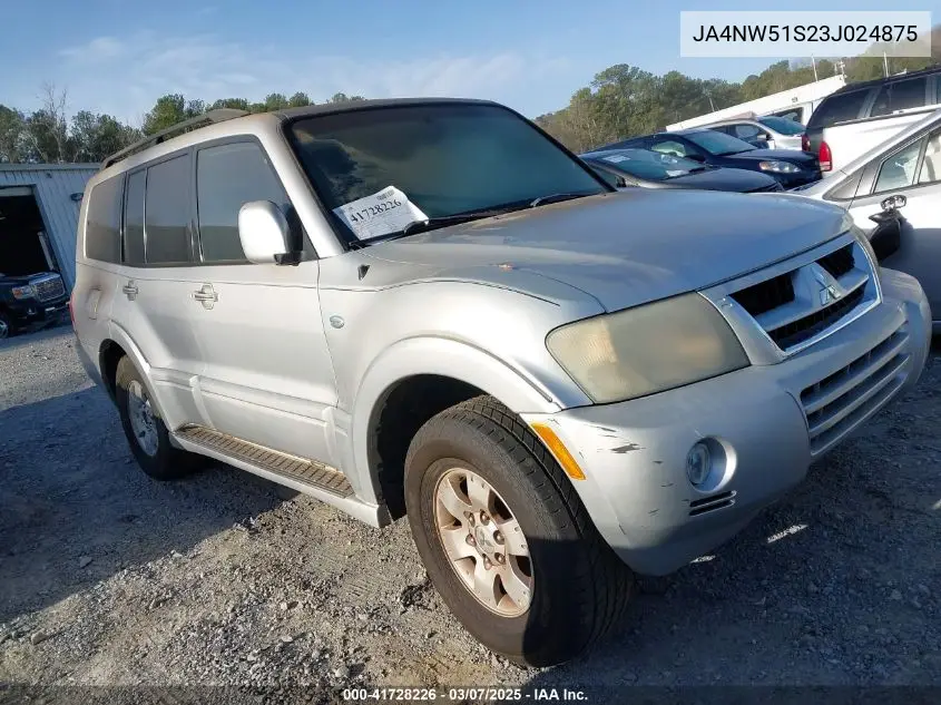 2003 Mitsubishi Montero 20Th Anniversary/Limited VIN: JA4NW51S23J024875 Lot: 41728226