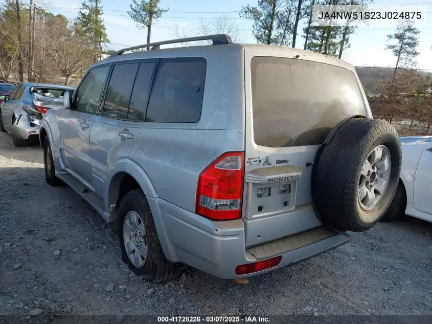 2003 Mitsubishi Montero 20Th Anniversary/Limited VIN: JA4NW51S23J024875 Lot: 41728226