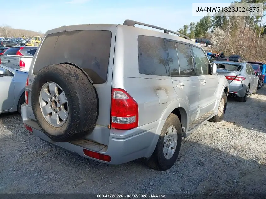 2003 Mitsubishi Montero 20Th Anniversary/Limited VIN: JA4NW51S23J024875 Lot: 41728226