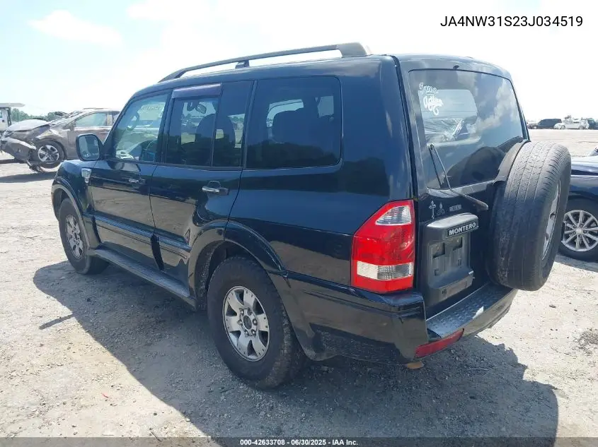 2003 Mitsubishi Montero Xls VIN: JA4NW31S23J034519 Lot: 42633708