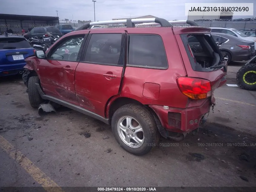 2003 Mitsubishi Outlander Ls VIN: JA4LZ31G13U032690 Lot: 28479324