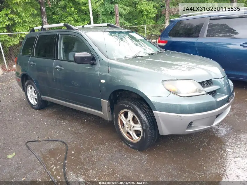 2003 Mitsubishi Outlander Ls VIN: JA4LX31G23U115535 Lot: 42061227