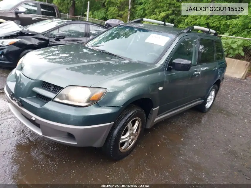 2003 Mitsubishi Outlander Ls VIN: JA4LX31G23U115535 Lot: 42061227