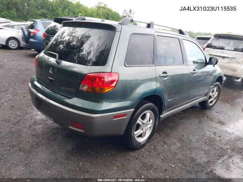 2003 Mitsubishi Outlander Ls VIN: JA4LX31G23U115535 Lot: 42061227