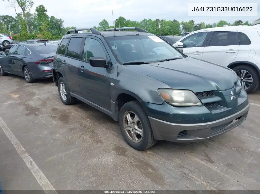 2003 Mitsubishi Outlander Ls VIN: JA4LZ31G33U016622 Lot: 42095304