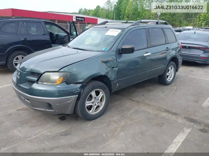 2003 Mitsubishi Outlander Ls VIN: JA4LZ31G33U016622 Lot: 42095304