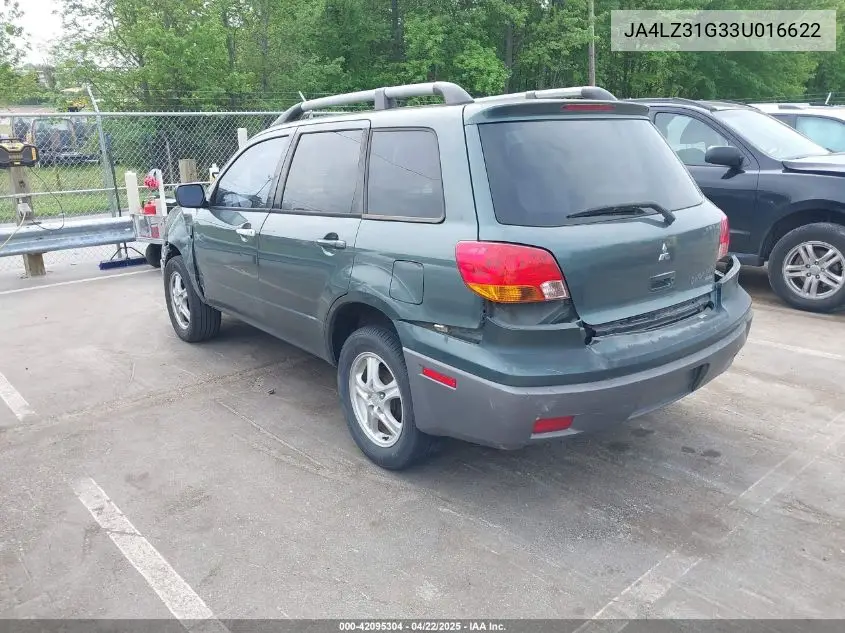 2003 Mitsubishi Outlander Ls VIN: JA4LZ31G33U016622 Lot: 42095304