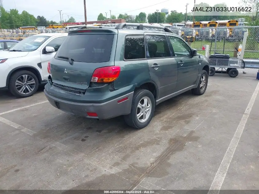 2003 Mitsubishi Outlander Ls VIN: JA4LZ31G33U016622 Lot: 42095304