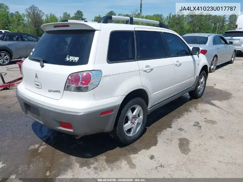 2003 Mitsubishi Outlander Xls VIN: JA4LX41G23U017787 Lot: 42144708