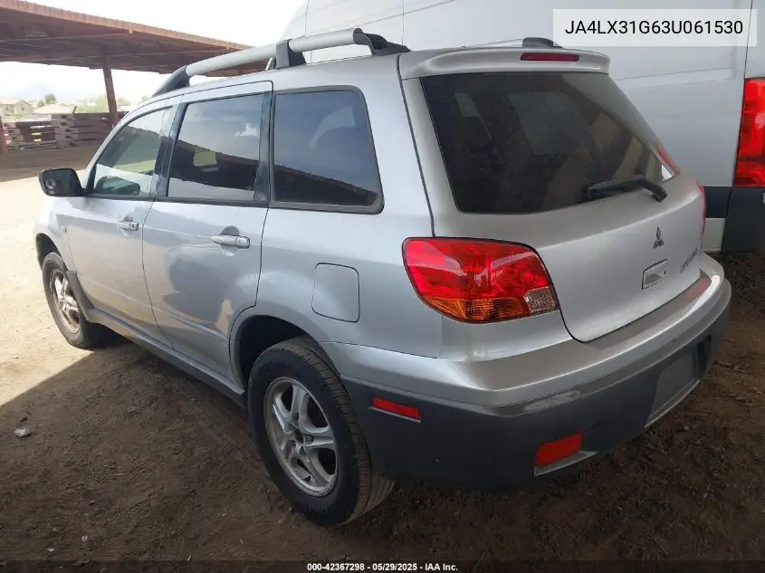 2003 Mitsubishi Outlander Ls VIN: JA4LX31G63U061530 Lot: 42367298