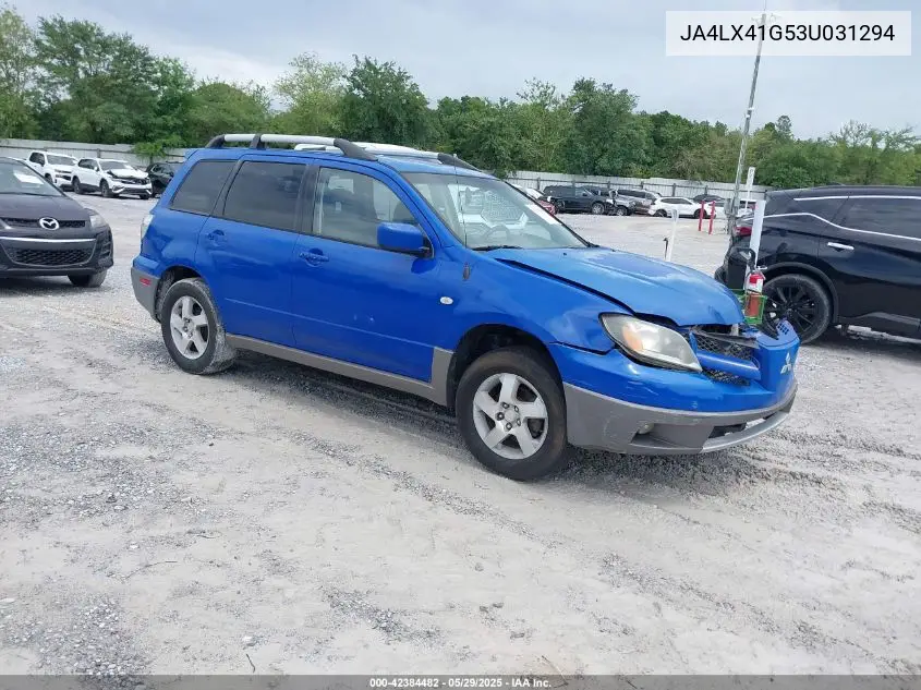 2003 Mitsubishi Outlander Xls VIN: JA4LX41G53U031294 Lot: 42384482
