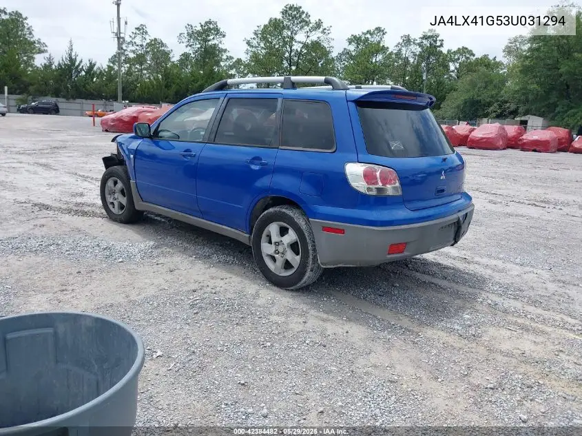 2003 Mitsubishi Outlander Xls VIN: JA4LX41G53U031294 Lot: 42384482