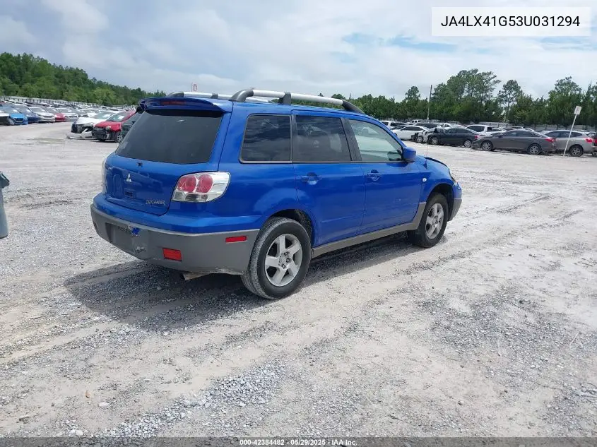 2003 Mitsubishi Outlander Xls VIN: JA4LX41G53U031294 Lot: 42384482