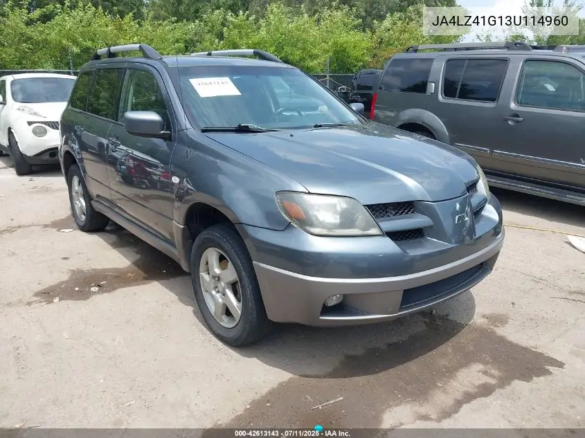 2003 Mitsubishi Outlander Xls VIN: JA4LZ41G13U114960 Lot: 42613143