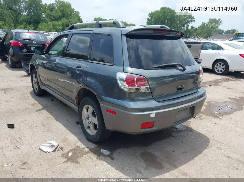 2003 Mitsubishi Outlander Xls VIN: JA4LZ41G13U114960 Lot: 42613143