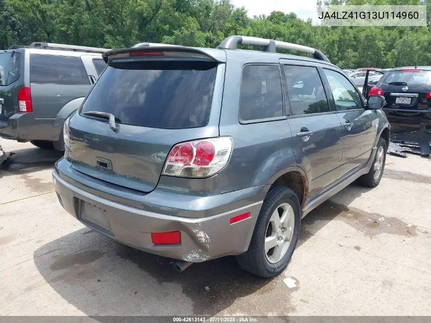 2003 Mitsubishi Outlander Xls VIN: JA4LZ41G13U114960 Lot: 42613143