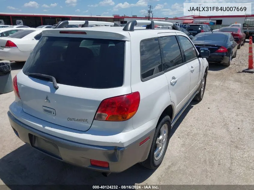 2004 Mitsubishi Outlander Ls VIN: JA4LX31F84U007669 Lot: 40124232