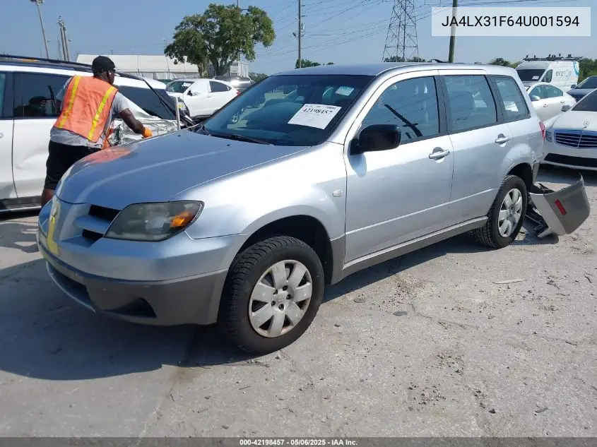2004 Mitsubishi Outlander Ls VIN: JA4LX31F64U001594 Lot: 42198457