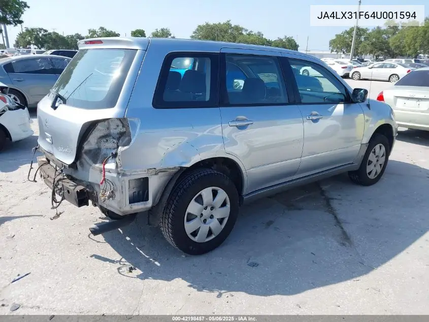 2004 Mitsubishi Outlander Ls VIN: JA4LX31F64U001594 Lot: 42198457