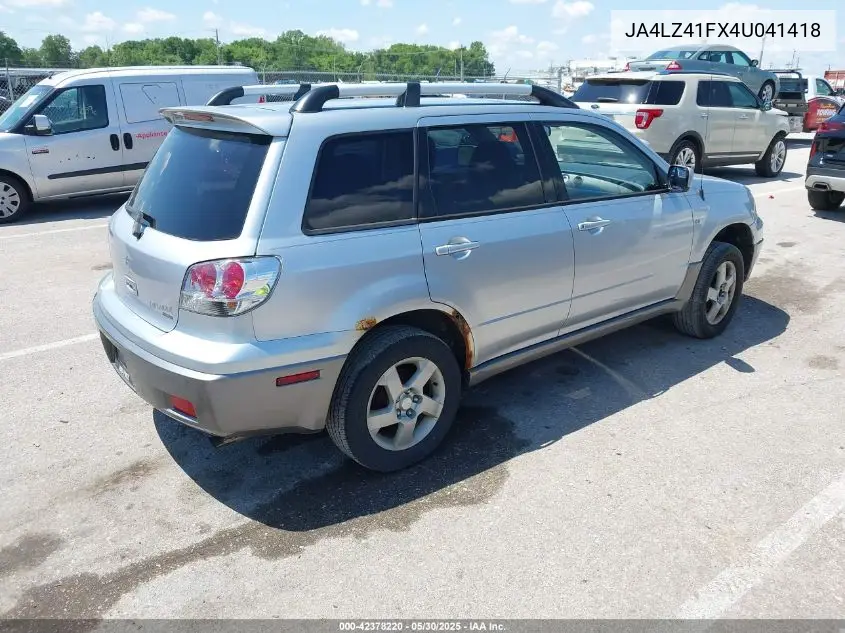 2004 Mitsubishi Outlander Xls VIN: JA4LZ41FX4U041418 Lot: 42378220