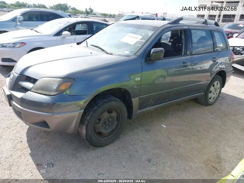 2004 Mitsubishi Outlander Ls VIN: JA4LX31F84U026268 Lot: 42553020