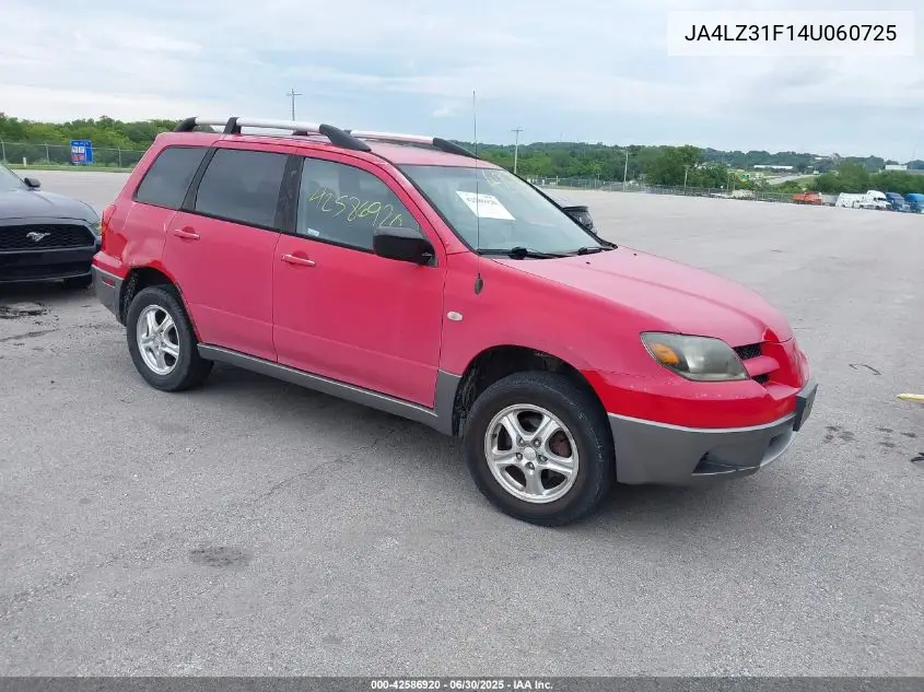 2004 Mitsubishi Outlander Ls VIN: JA4LZ31F14U060725 Lot: 42586920