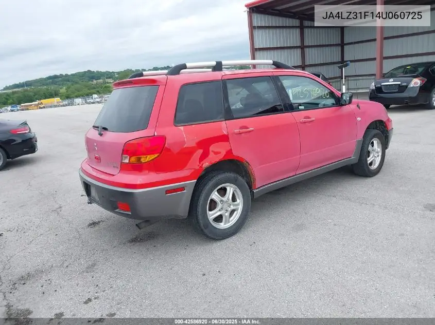 2004 Mitsubishi Outlander Ls VIN: JA4LZ31F14U060725 Lot: 42586920