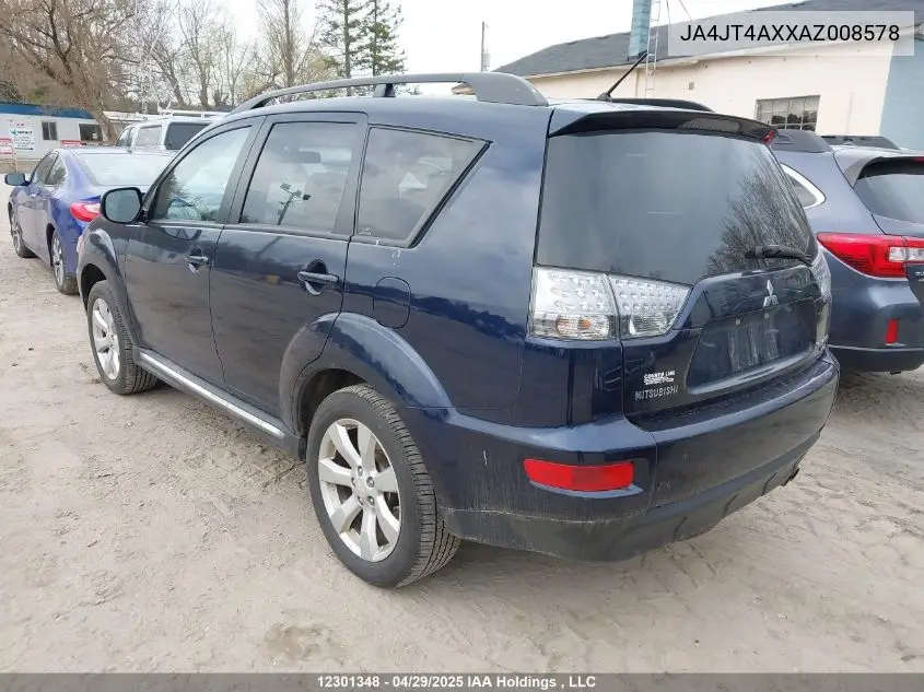 2010 Mitsubishi Outlander Xls VIN: JA4JT4AXXAZ008578 Lot: 12301348