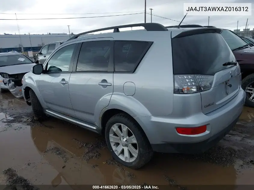 2010 Mitsubishi Outlander Se VIN: JA4JT3AWXAZ016312 Lot: 41662620