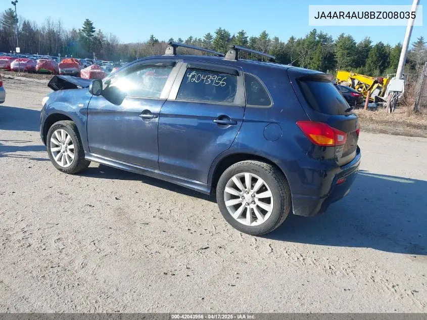 2011 Mitsubishi Outlander Sport Se VIN: JA4AR4AU8BZ008035 Lot: 42043956