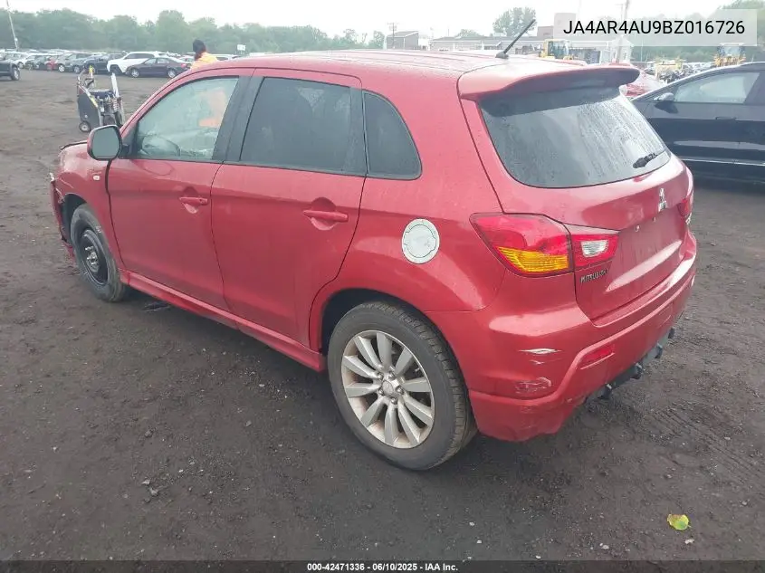 2011 Mitsubishi Outlander Sport Se VIN: JA4AR4AU9BZ016726 Lot: 42471336