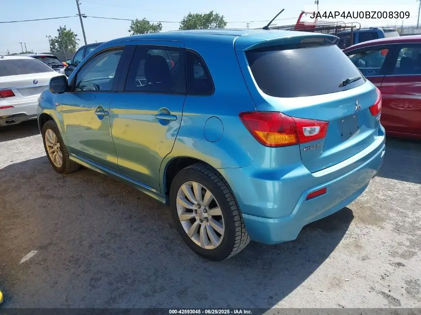 2011 Mitsubishi Outlander Sport Se VIN: JA4AP4AU0BZ008309 Lot: 42593045
