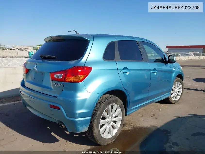 2011 Mitsubishi Outlander Sport Se VIN: JA4AP4AU8BZ022748 Lot: 42593447