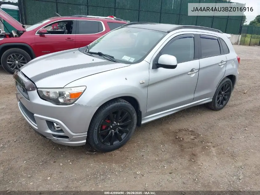 2011 Mitsubishi Outlander Sport Se VIN: JA4AR4AU3BZ016916 Lot: 42595490