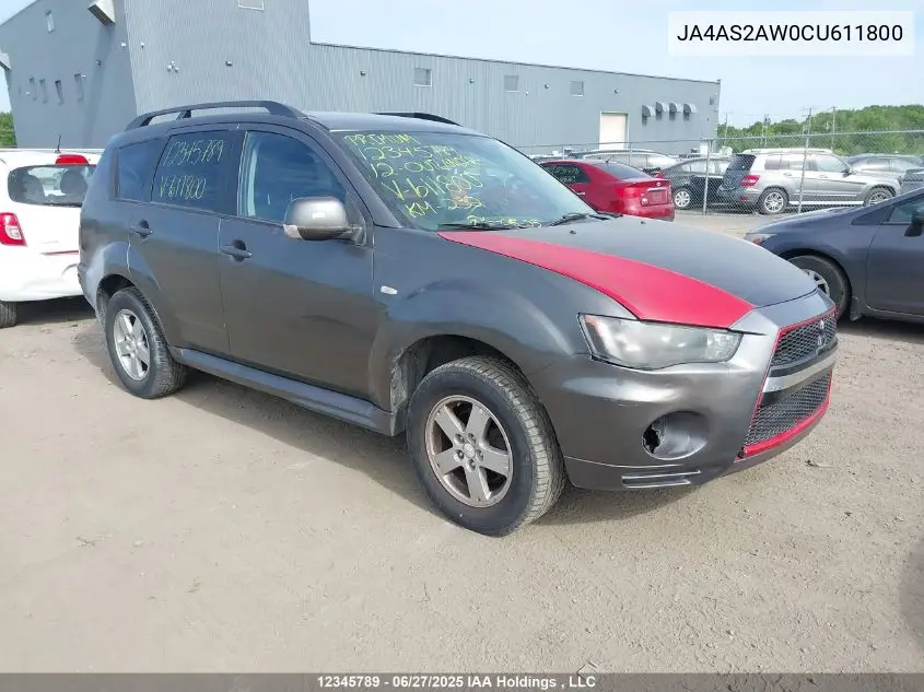 2012 Mitsubishi Outlander Es VIN: JA4AS2AW0CU611800 Lot: 12345789