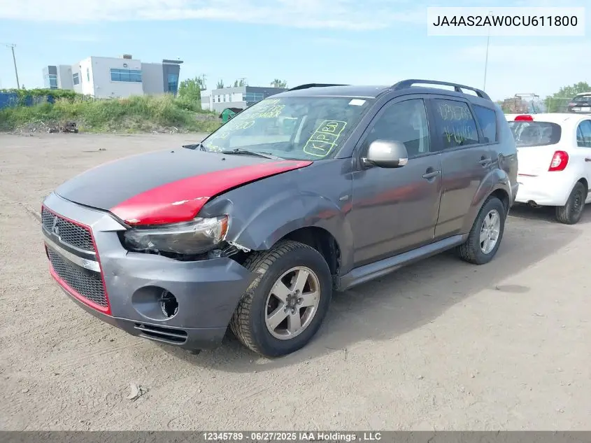 2012 Mitsubishi Outlander Es VIN: JA4AS2AW0CU611800 Lot: 12345789