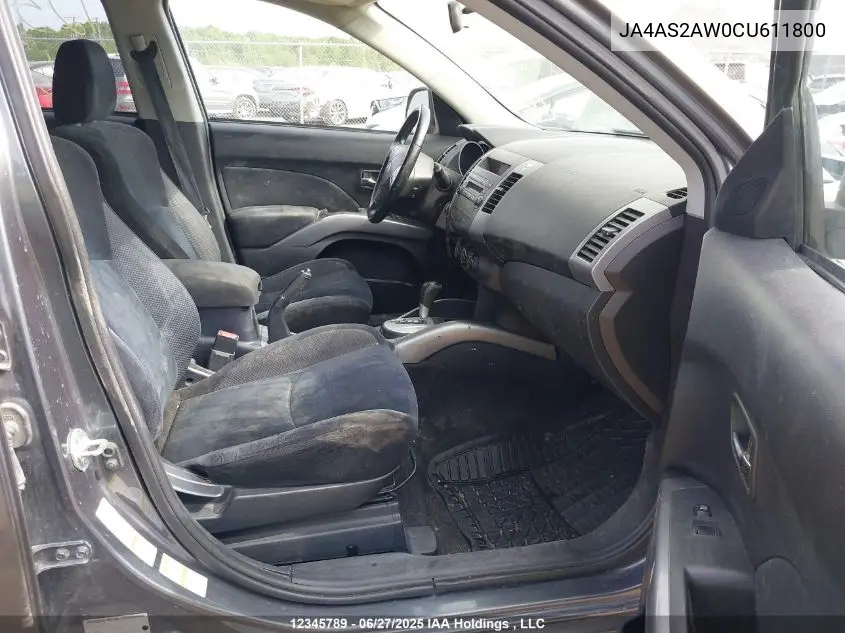 2012 Mitsubishi Outlander Es VIN: JA4AS2AW0CU611800 Lot: 12345789
