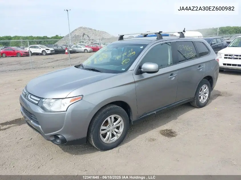 2014 Mitsubishi Outlander VIN: JA4AZ2A30EZ600982 Lot: 12341645
