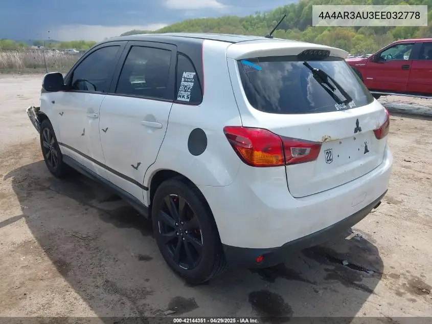 2014 Mitsubishi Outlander Sport Es VIN: 4A4AR3AU3EE032778 Lot: 42144351