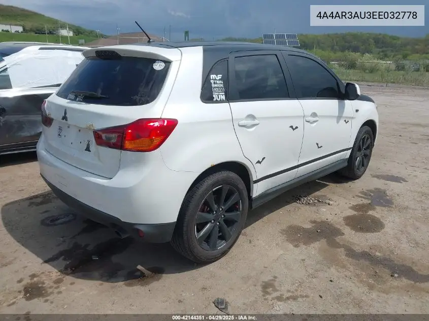 2014 Mitsubishi Outlander Sport Es VIN: 4A4AR3AU3EE032778 Lot: 42144351