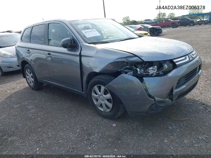 2014 Mitsubishi Outlander Es VIN: JA4AD2A38EZ006378 Lot: 42176778