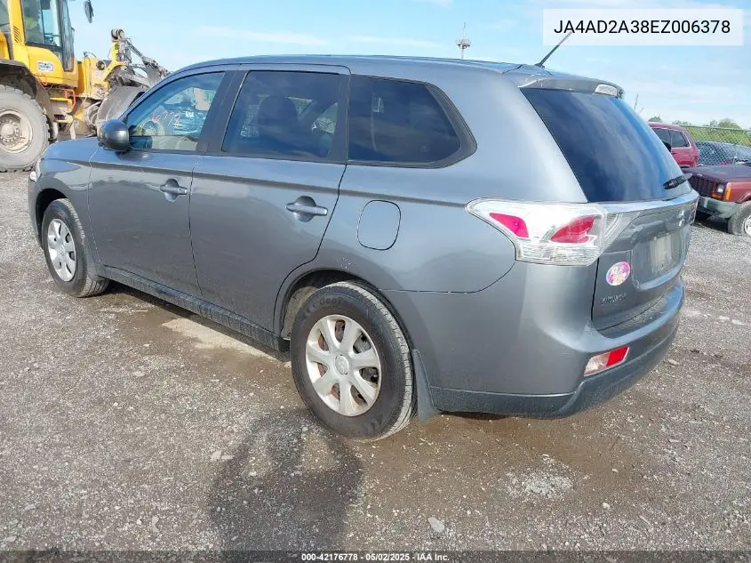 2014 Mitsubishi Outlander Es VIN: JA4AD2A38EZ006378 Lot: 42176778