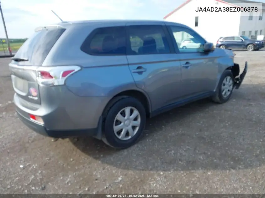 2014 Mitsubishi Outlander Es VIN: JA4AD2A38EZ006378 Lot: 42176778